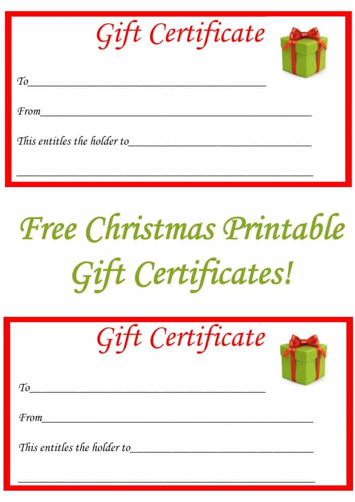 printable christmas gift certificates templates free