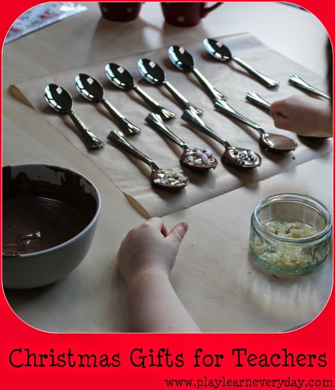 christmas gifts for teachers - making chocolate spoons