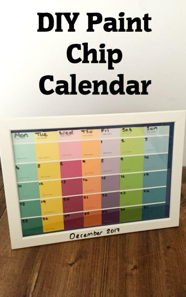 DIY Paint Chip Calendar.... The Diary of a Frugal Family