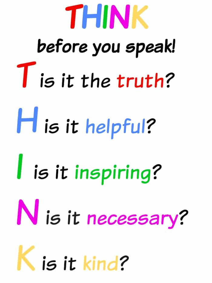 How to encourage children (and grown ups) to 'think before you speak ...